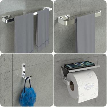 Imagem de Kit Acessórios Para Banheiro Inox e Cromado 4 Peças MAX