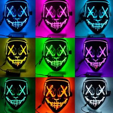 Imagem de Mascara Led Neon Halloween Com Controle Balada Cosplay Rave (Azul)