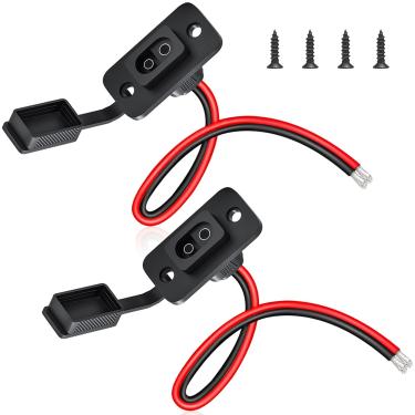 Imagem de ELECTOP Conector SAE, tomada de alimentação SAE retangular, porta lateral, tomada de montagem embutida SAE à prova de intempéries, à prova de intempéries, painel solar, cabo SAE 12AWG para carregador