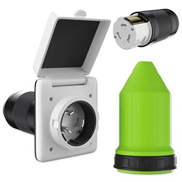 Imagem de 50 AMP RV Trailer Marine Power Cord Power Inlet – Conector de trava fêmea – Kit de bota à prova de intempéries