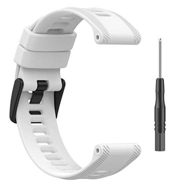 Imagem de Pulseira de silicone de substituição para relógio Garmin Forerunner 955 Descent G1, Branco