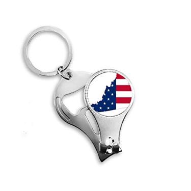 Imagem de Virginia USA Mapa Estrelas Listras Bandeira Forma Alicate de Unha Chaveiro Abridor de Garrafas Cortador