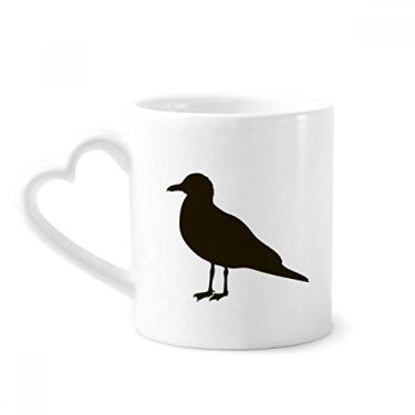 Imagem de Caneca com retrato de animal gaivota preta caneca café cerâmica copo de coração de vidro