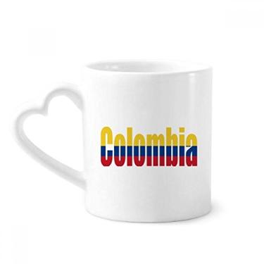Imagem de Caneca com nome da bandeira do país da Colômbia caneca de café cerâmica copo de coração de vidro