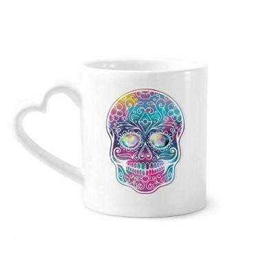 Imagem de Flor Cirrus colorida caveira ilustração caneca café cerâmica copo coração vidro