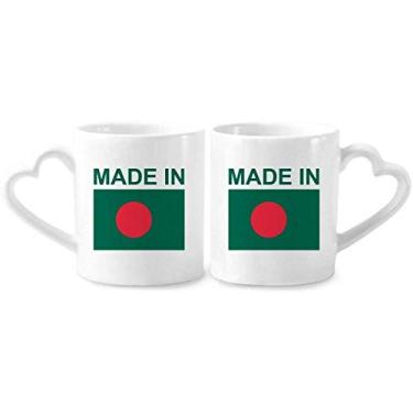 Imagem de Feito em Bangladesh Country Love Conjunto de canecas de porcelana de cerâmica para amantes de coração
