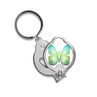 Imagem de Cortador de unhas com borboleta de folha verde com padrão floral tesoura cortador de aço inoxidável