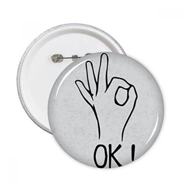 Imagem de Preto OK personalizado padrão de gestos alfinetes redondos emblema botão decoração acessório 5 peças