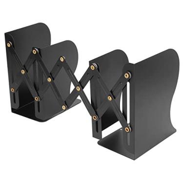 Imagem de Bookends, Retrátil, Simples, Preto, Bordas arredondadas pequenas, 2 divisórias, Aço inoxidável, Design fino, Bookend, Organização de escritório