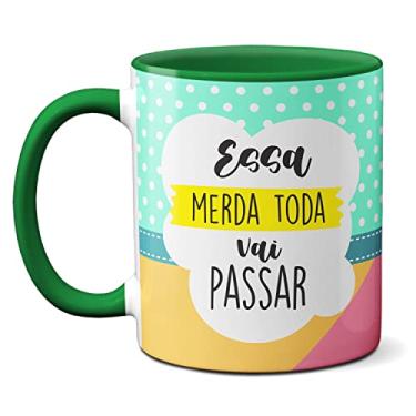 Imagem de Caneca Lhama Fofinha Engraçada Essa Merda Toda Vai Passar (Verde)