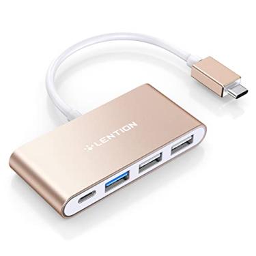 Imagem de LENTION Hub USB-C 4 em 1 com Type C, USB 3.0, USB 2.0 para MacBook Pro 13/14/15/16 2016-2023, Novo Mac Air/Surface, ChromeBook, etc, Carregamento Multiporta e Adaptador de Conexão (CB - C13, Ouro)