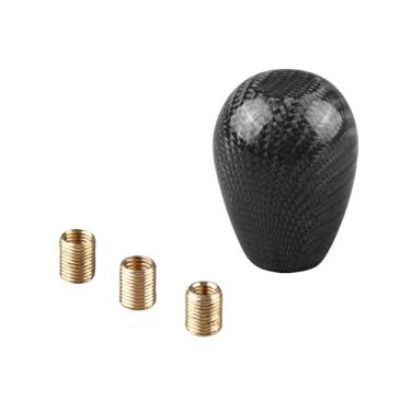 Imagem de Puxador de câmbio universal RYANSTAR com 3 adaptadores, bastão de nível de câmbio estilo bola redonda de fibra de carbono, Preto, oval ball, 1