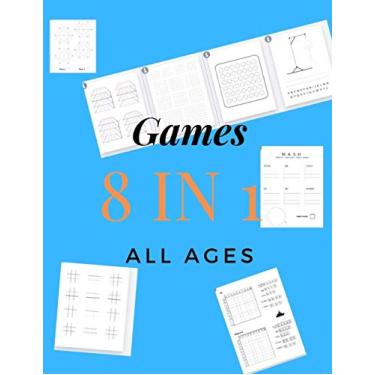 Imagem de Games 8 in 1 All ages: Printed on high-quality paper, Hangman, Captain's Mistress, Dots & Boxes, Tec tac toe, Tec tac toe 3D, Warships, Mash, Hexagon Game
