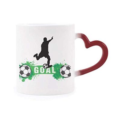 Imagem de Caneca sensível ao calor com texto esportivo de futebol americano, caneca vermelha que muda de cor