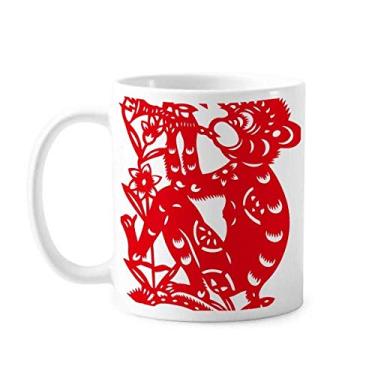 Imagem de Papercut Zodíaco Macaco China Flores Caneca Cerâmica Café Porcelana Copo Mesa