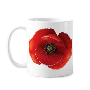 Imagem de Caneca de cerâmica de café de porcelana com pintura de flor vermelha