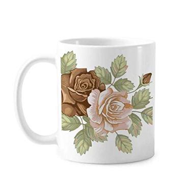 Imagem de Flores de rosas desenhando rosas brancas caneca cerâmica café porcelana louça