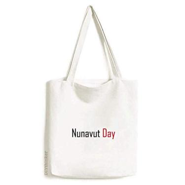 Imagem de Celebre o Dia Nunavut Canada Blessing sacola de lona bolsa de compras casual bolsa de mão