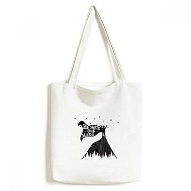 Imagem de Be Your Own Bolsa de lona com citação preta e branca bolsa de compras casual