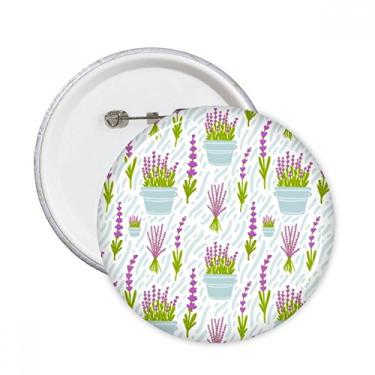 Imagem de Pintura de plantas em vaso de lavanda com broches redondos, decoração de roupas, 5 peças, presente