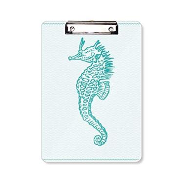 Imagem de Hippocampus Marine Life Azul Padrão Prancheta Pasta Escrita Placa de Suporte A4