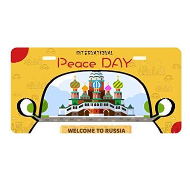 Imagem de DIYthinker Placa de carro com ilustração de catedral da Rússia para decoração de carro, dia da paz