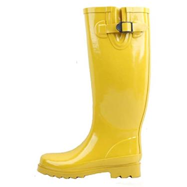 Imagem de Bota de chuva feminina clássica Shoes 18, Fivela amarela, 10 B(M) US