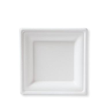 Imagem de Pratos quadrados compostáveis de 15 cm Susty Party (50 unidades), prato biodegradável descartável resistente para sobremesa, branco