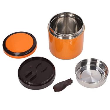 Imagem de Lancheira isolada de aço inoxidável, fácil de 1,2 L de aço inoxidável isolado para alimentos para trabalho em casa para trabalhadores de escritório (laranja)