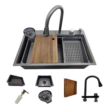 Imagem de Cuba Gourmet Completa Torneira Cascata Lavador De Copos Tabua e Acessórios