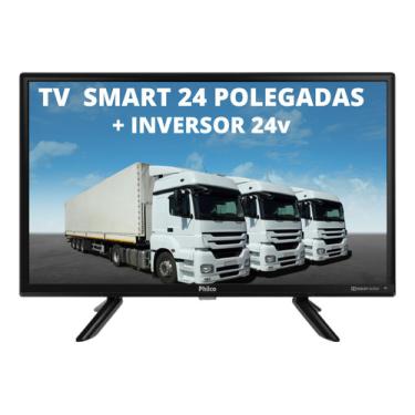 Imagem de Smart Tv 24 Poleg Caminhão Ônibus Incluso Conversor 24 Volts CArreta Motor Home Televisão Full Philco