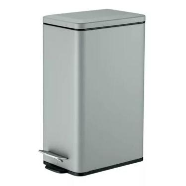 Imagem de Lixeira Retangular Com Pedal Slim Inox 5 Litros Cinza Fosco