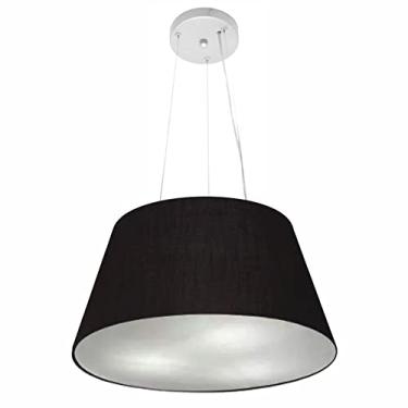 Imagem de Lustre Pendente Cone Cúpula Tecido 21/40x30 cm, Vivare Iluminação, Pendente4001 PR, Preto, Médio