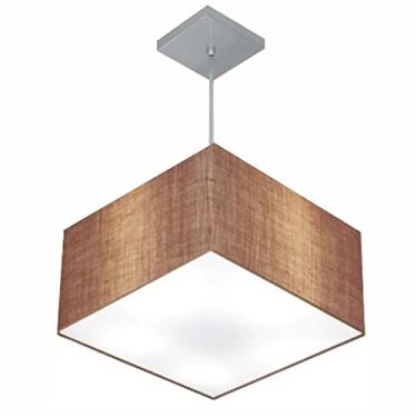 Imagem de Lustre Pendente Quadrado Cúpula Tecido 21/35x35 cm, Vivare Iluminação, Pendente4020 LP, Palha, Pequeno