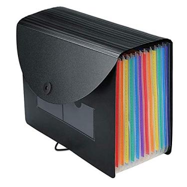 Imagem de Pzhoais Pasta de arquivos expansível com 12 bolsos, caixa organizadora de arquivos, sanfonada A4, pastas de documentos/recibos com abas coloridas