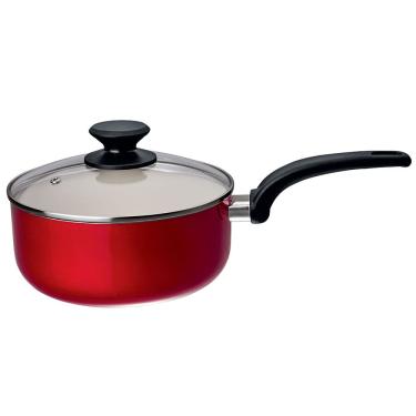 Imagem de Panela Euro Home Montreal em Alumínio com Revestimento Antiaderente Cerâmico e Tampa de Vidro com Saída de Vapor 20 cm – Vermelha