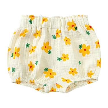 Imagem de Shorts jeans para meninas verão bonito desenho animado impresso calças soltas bráctea shorts de pão moda geral shorts meninas, Amarelo, 3-6 Months