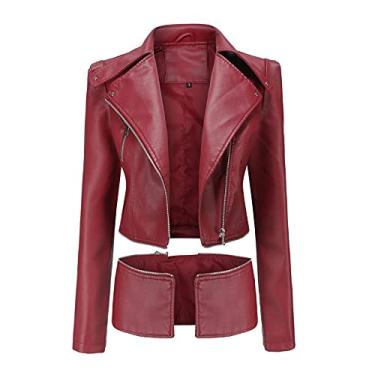 Imagem de Moletom feminino casual de manga comprida jaqueta vintage casaco de manga longa moda estampado casual slim fit suéter, Vermelho, P