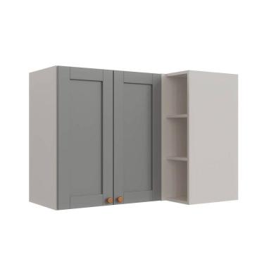 Imagem de Armário Aéreo de Canto Reto 2 Portas 3 Nichos Arizona Cabecasa Madeiramadeira Branco/Cinza