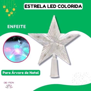 Imagem de Estrela Ponteira Árvore Natal Colorida Led Pisca Pisca 18cm