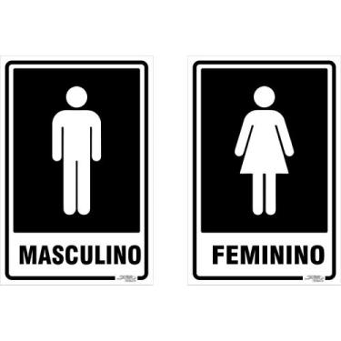 Imagem de Placa De Sinalização Kit Placas Banheiro Masculino Feminino - Afonso S