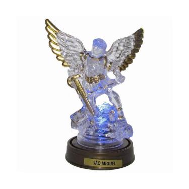 Imagem de Luminária Imagem São Miguel Arcanjo Com Luzes De Led Azul