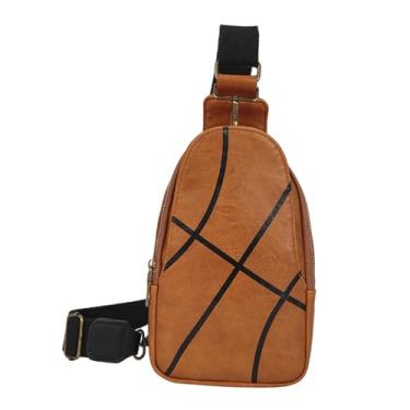 Imagem de Generic Mochila de ombro para rugby, mochila de peito com alça larga, bolsa de ombro para beisebol, mochila para trekking, equitação, pesca, Marrom claro