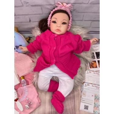 Imagem de Bebê Reborn Cabelo Castanho Pink Enxoval Premium Exatamente Como A Fot