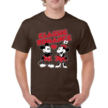 Imagem de Camiseta masculina Steamboat Willie Classic Romance Cute Cartoon Mouse Love Relationship Heart Valentine's Day, Marrom, P
