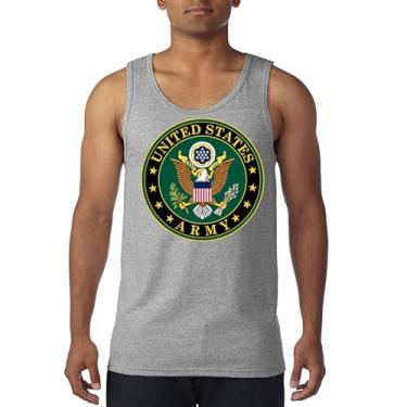 Imagem de Camiseta regata com brasão do exército dos Estados Unidos, insígnia, veterano militar dos EUA, DD 214, licenciada pelas Forças Armadas Patrióticas, Cinza, G