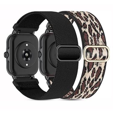 Imagem de Pacote com 2 pulseiras de relógio de nylon elásticas compatíveis com Amazfit Bip U Pro/Bip 3/Bip/Bip Lite/Bip S/Bip S lite/Bip U/Bip 3 Pro. Tiras elásticas de laço de 20 mm para Amazfit GTS/GTS 4/4 mini/GTS 2/2e/2 mini/GTS 3 para mulheres e homens