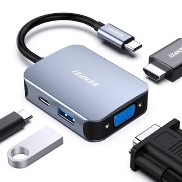 Imagem de BENFEI USB C HUB 4 em 1, adaptador USB tipo C para HDMI VGA, adaptador USB C para USB, entrega de energia USB tipo C, compatível com iPhone 15 Pro/Max, MacBook Pro/Air 2023, iPad Pro, iMac, S23, XPS