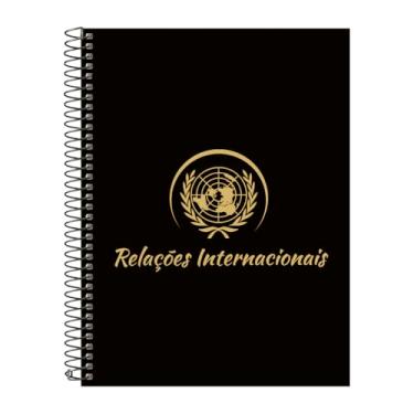Imagem de Caderno Universitário Espiral 10 Matérias Profissões Relações Internacionais (Preto e Gold)