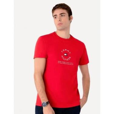 Imagem de Camiseta Tommy Hilfiger Masculina Roundall Graphic Tee Vermelha-Masculino